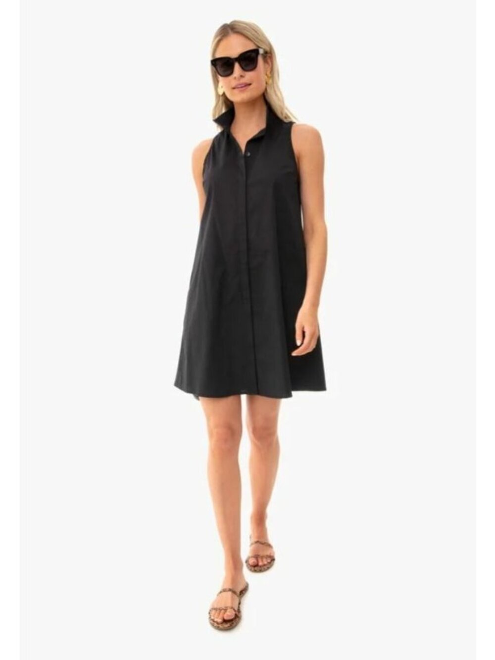 Tuckernuck Women's Black Sleeveless Charlie Shirt Dress Stretch Sheen sz XL NWT